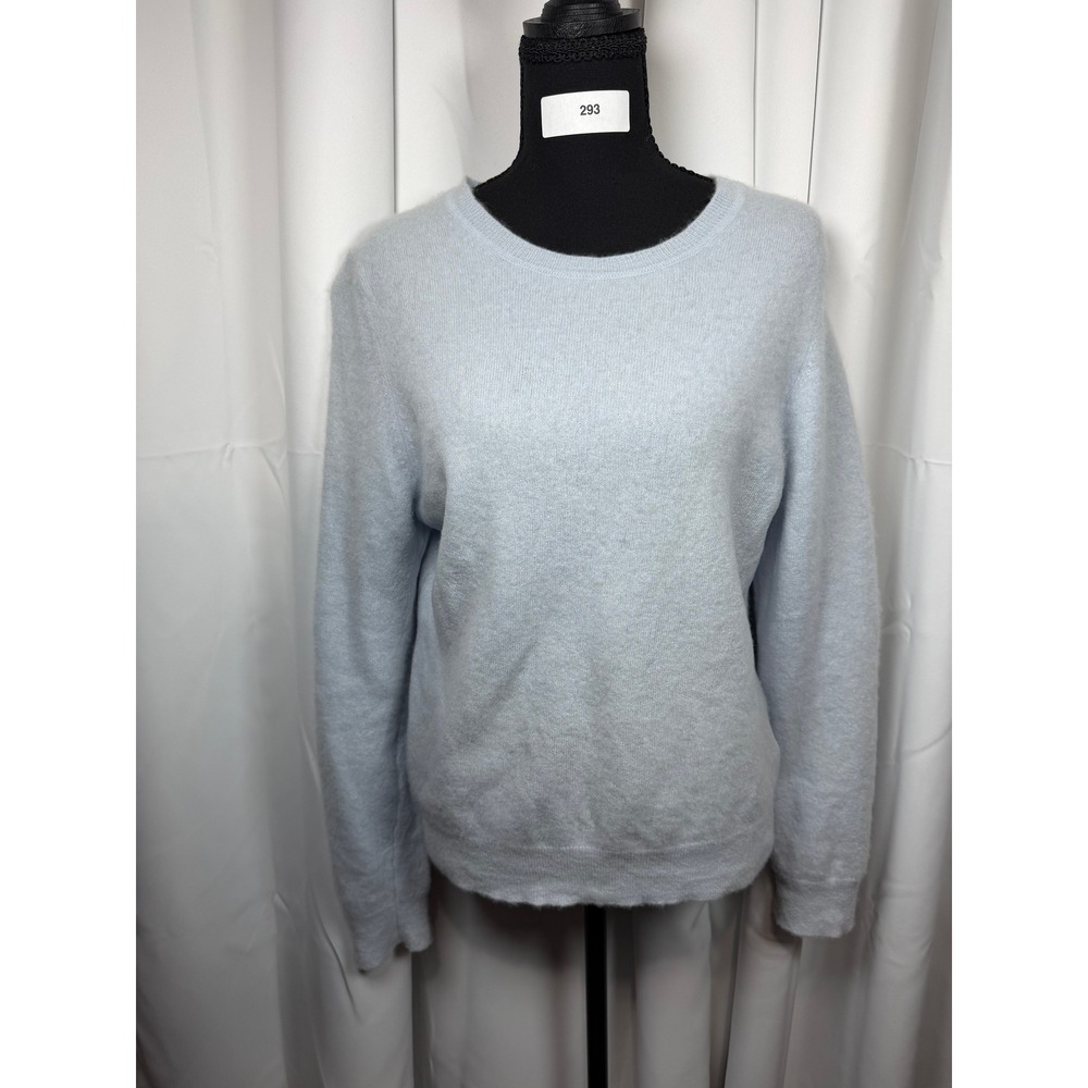 Tahari Womens XL Light Blue 100% 2-Ply Cashmere Crew Neck Long Sleeve Sweater